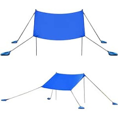 RELAX4LIFE Lycra Sun Sail, Sun Canopy with 4 Sandbags & 4 Ground Nails, UV-Resistant Sun Tent for Beach & Meadow & Garden, Beach Shelter with Carry Bag, Sun Protection (Blue, 210 x 210 cm)