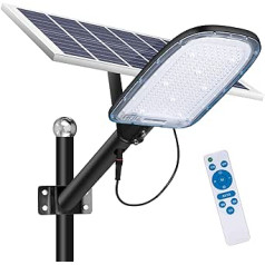 Kingwei 300 W Street Lamp Solar Street Lights Outdoor Waterproof 202 LEDs Dusk to Dawn, Solar Lights with Remote Control and Solar Panel, Solar Floodlights 6500 K White LED Spotlight