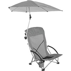 Sport-Brella Unisex Adult Beach Chair with Adjustable Umbrella Beach Chair with Umbrella, Grey