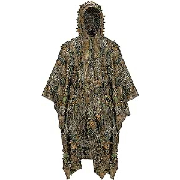 Ginsco 3D lapveida Camo Poncho Camoflage Woodland Cape viegls Ghillie uzvalks vīriešiem, Ghillie kapuce Turcijai Medības Putnu vērošana Militārās apmācības Āra Airsoft Savvaļas Fotogrāfija Halovīni