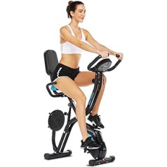 ANCHEER Foldable Exercise Bike with Tablet and Seat Holder, Comfortable Indoor Exercise Bike with App and 10 Magnetic Resistance Levels, Adjustable, Weight Capacity: 265LB (Black)