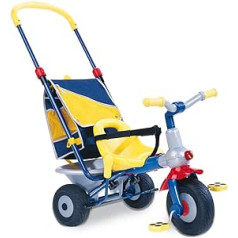 Berchet 414006 Top Tricycle Baby Too Metal Frame, Grows with Push Bar, Freewheel, Strap, Backpack Bag, Tipping Trough, Can be Dismantled Blue/Grey/Red