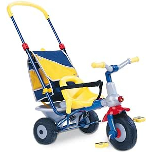 Berchet 414006 Top Tricycle Baby Too Metal Frame, Grows with Push Bar, Freewheel, Strap, Backpack Bag, Tipping Trough, Can be Dismantled Blue/Grey/Red