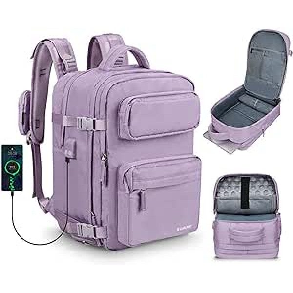 LIVACASA Waterproof Travel Backpack Women's Laptop Backpack Men's Backpack Hand Luggage Large Laptop Backpacks Daypack Work Business Backpack for Laptop 15.6 Inch Work Backpack, purple, Fashion