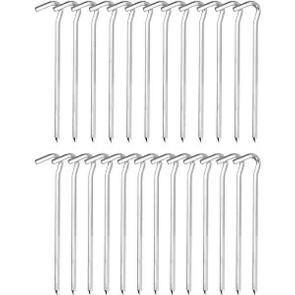 QWORK 25 x Tent Pegs, 18 cm, Robust Aluminium Pegs, Ground Anchors for Normal Ground