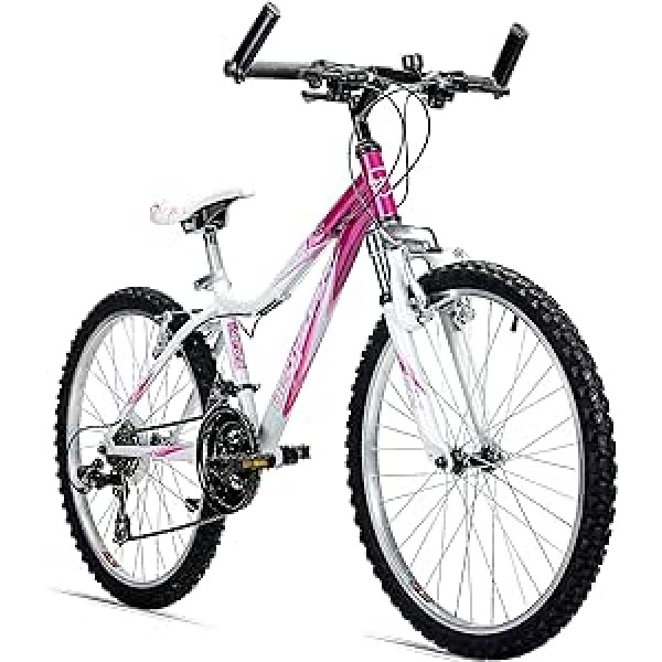 Bergsteiger Verona 24 collu bērnu velosipēds, piemērots 8, 9, 10, 11 gadus vecam, Shimano 18 pārnesumu pārslēgšanas kalnu velosipēds ar dakšas piekari, meiteņu velosipēds