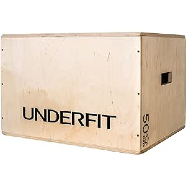 UNDERFIT Plyometric Jump Box Koka platforma Crossfit - Plyo Box - Jūsu praktiskais sporta aprīkojums mājās - Pielāgojiet grūtības pakāpi savām vajadzībām un iespējām