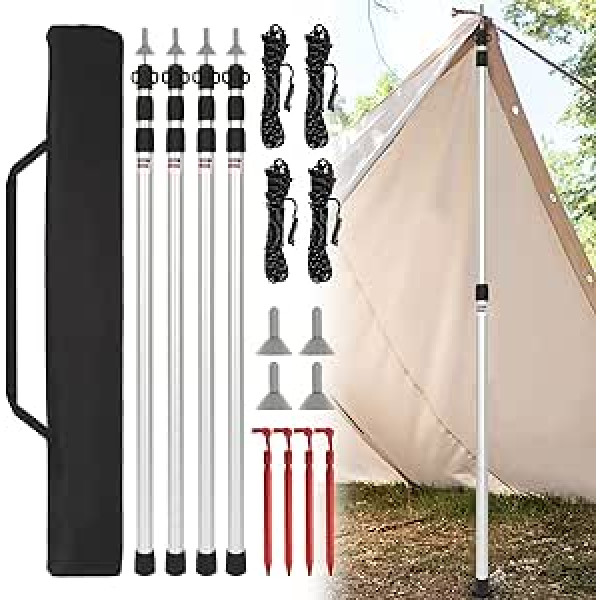 Daromigo Telescopic Pole Aluminium Adjustable Telescopic 90-230 cm Tent Telescopic Poles Tent Poles with Storage Bag for Awning Caravan Camping Tarpaulins