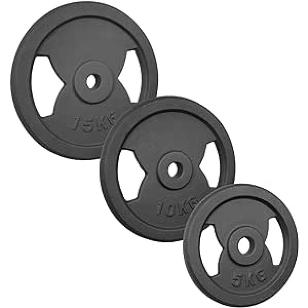 Power Extreme lietie svara plāksnes ar 2 satvēriena caurumiem, 31 mm (5 kg - 20 kg)