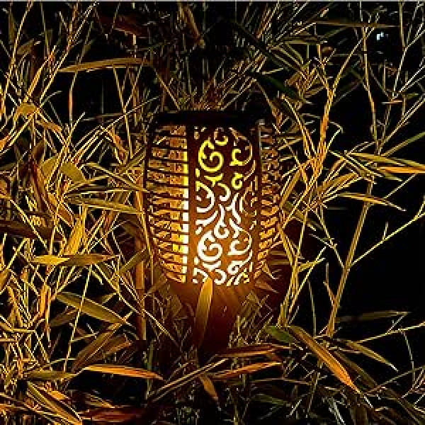 Proventa® Decorative Solar Garden Torch 4-in-1 with Realistic Flame Effect, Pack of 3, Twilight Sensor, 96 LEDs, 2200 mAh, Includes Accessories