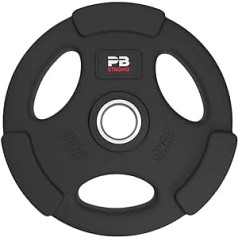 PERFORMBETTER+ PB Strong trīs satvērienu svara šķīvji, stieņa atsvari, svēršanas šķīvji ar rokturiem un 50 mm iekšējo diametru, 1,25–25 kg (1 gabals)