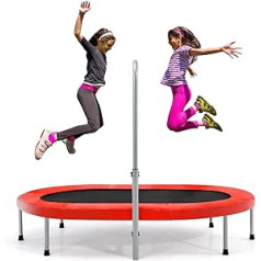KOMFOTTEU Foldable Trampoline for 2 People, Oval Fitness Trampoline with Adjustable Handle, Double Trampoline for Children and Adults, Garden Trampoline up to 150 kg Load Capacity for Indoor Outdoor