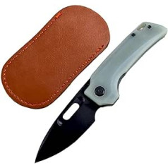 Pocket Knife Small Folding Knife Sharp Folding EDC Knife Black Outdoor Knife Survival Camping Knife Hunting Knife Steel Knife Jade Hand Tools One-Handed Knife with Leather Sheath