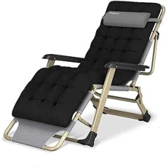 GagalU Recliner Eight Oversized XL Recliner, Zero Gravity Krēsls, Saliekams un regulējams sauļošanās krēsls ar spilvenu, Atzveltnes, Atpūtas krēsls ar melnu kokvilnas spilvena sēdekli, ma