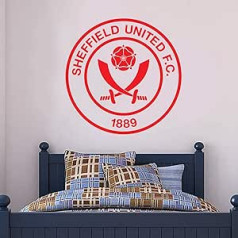 Skaistas spēles oficiālā Sheffield United FC sienas uzlīme + Sheff United logotipa uzlīmju komplekts Vinila plakāta druka sarkana 90cm