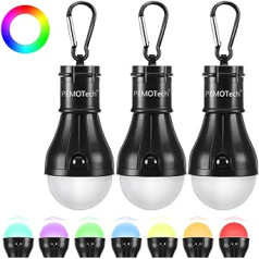 PEMOTech kempinga lampa, uzlabota RGB jautra telts lampa, ballīšu atmosfēras kempinga laternas avārijas apgaismojums, papildu apgaismojums makšķerēšanai, pārgājieniem, garāža