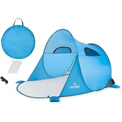 Self-Folding Tent, Pop Up Beach Shelter with Sand Pockets, Easy to Carry Garden Shelter with 50 UV Protection, Wind Protection for Children and Adults, Sun Protection (Blue)