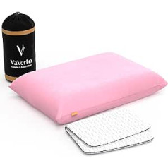 Vaverto Travel and Camping Pillow Compressible Medium Firm Memory Foam Viscose Bamboo Cover Machine Washable Ideal for Backpacking, Airplane, Car Travel