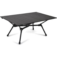 KOCAN Folding Camping Table, Foldable Roll-Up Aluminium Camping Table with Mesh Basket and Adjustable Legs for Picnic, Backyard, BBQ Party, Outdoor Patio, Outdoor Table