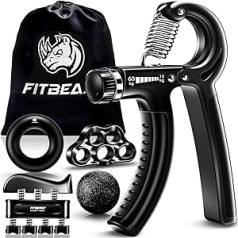 FitBeast rokas trenažieris pirkstu trenažieris, satvēriena spēka trenažieru treniņu komplekts - iepakojumā 5, regulējams roktura trenažieris, pirkstu treniņu ierīce, plaukstas trenažieris, treniņu gredzens un stresa mazināšanas roktura bumb