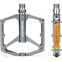 ROCKBROS velosipēdu pedāļi ar atstarotājiem Platformas pedāļi izgatavoti no alumīnija sakausējuma, neslīdoši īpaši vieglie 9/16 collu velo pedāļi MTB, šosejas velosipēdam, BMX, e-velosipēdam