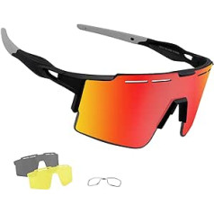 OULIQI riteņbraukšanas brilles, polarizētās saulesbrilles, sporta brilles, vīriešu sieviešu TR90 neplīstošās MTB, UV400 aizsargbrilles, sporta brilles ar 3 maināmām lēcām riteņbraukšanai, skriešanai, golfam, beisbolam