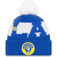 New Era Los Angeles Rams Bobble Cepure NFL On Field Sport Knit — Royal Blue-White