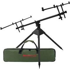 ARAPAIMA FISHING EQUIPMENT® Rod Pod 'Allround' Rod Holder Aluminium for 4 Rods | Adjustable Fishing Rod Rest | Includes Bag for Rod Stand