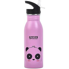 Happy Haystack Panda Pink 600 ml nerūsējošā tērauda ūdens pudele ar sporta vāciņu