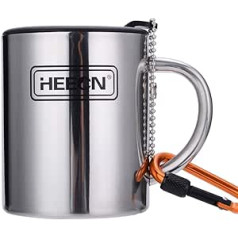 Heecn Camping Mug with Lid, 220 ml, 300 ml, 450 ml, HESS-038BBK