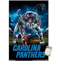 Trends International NFL Carolina Panthers — 3 punktu Stance 19 Wandposter, 37,4 x 56,8 cm, augstākās kvalitātes plakātu un passepartout komplekts