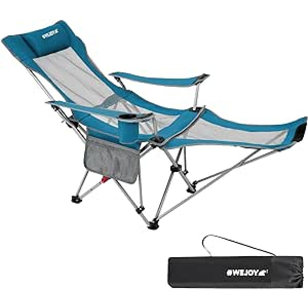 #WEJOY 2-in-1 Camping Chair Folding Lounger Foldable Beach Chair with Adjustable Backrest and Footrest