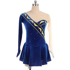 YDHTIZ sieviešu profesionālās daiļslidošanas sacensību kleitas zilas, bērnu meitenes ar garām piedurknēm triko balerīnu tērpi, sacensību treniņi, atlēti, sieviešu