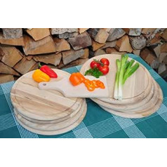 Feta Doner Langos Pide-Naan servēšanas dēlis dabīgs ar koka dēli Apaļa forma Dabīgs koks Bērzs Liels koks ar apaļu rievu 8 x apaļš 4 x 25 / 28 cm