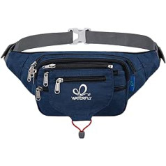 WATERFLY Bum Bag Waist Bag Women and Men Large Belt Bag with Multiple Pockets for Running Jogging Hiking Workout Cycling Dog Training Sports, darkblue