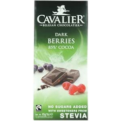 Cavalier — Beļģijas tumšās ogas, 85% kakao šokolādes tāfelīte — 85 g (14 kaste)