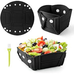 MOLOY ZOVM 28cm Collapsible Silicone Bowl and Plate Collapsible Tableware for Family and Camping (Black)