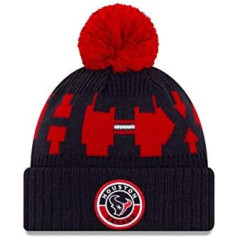 New Era Houston Texans Bommelmütze NFL On Field Sport Knit — Marineblau-Rot