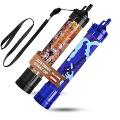 AQUAB® Water Filter Outdoor Survival Military Camping 2 x 4500 L Drinking Water Removes 99.99% of All Bacteria and Filters, Particles and Heavy Metals Emergency & Survival Equipment