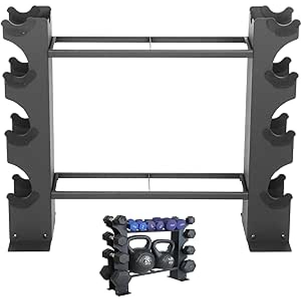 Tamisom hanteles statīvs, 2 līmeņu svaru statīvs mājas sporta zāles hanteles glabāšanai, tikai 82,5 x 62,4 x 10,2 cm