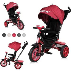 Lorelli Tricycle Speedy Pneumatic Tyres Rotating Seat Music Light Push Bar Colour: Red / Black