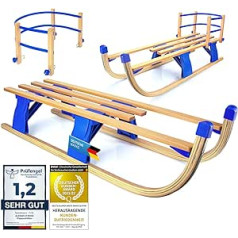 Alpenflitzer® Davos Wooden Sledge 110 cm Foldable Foldable Children's Sledge; Premium Wooden Sledge Made of Beech Wood Folding Sledge Optional with Backrest (2023 Model)