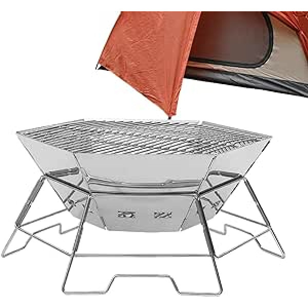 Nupaque Camping Wood Stove, Foldable Charcoal Grill, Hexagonal Oven Campfire Grill for Heating and Barbecue, Picnics, RV Camping, Camping, Beach