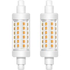 Caldarax R7s LED 78 mm lemputė 8 W, šiltai balta 3000 K lempa LED R7S, pakaitinis 70 W J78 R7s tiesinis halogeninis strypas, 960 LM, AC220-240 V, nereguliuojamas, 360° spindulio kampas, 2 vnt.