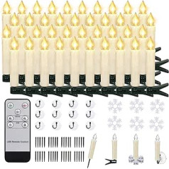 ZIYOUDOLI 40 LED Ziemassvētku sveces Ziemassvētku eglīšu sveces Bezvadu Ziemassvētku eglīšu sveces ar tālvadības pulti, mirgojošs, aptumšojams Ziemassvētku eglītes pasaku gaismām Ziemassvētku rotājumi kāzas