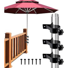 VANROUG terases lietussarga turētājs, terases lietussargu turētāja stūra kronšteins, lietussarga pamatnes skava klāja margām, balkonam vai pagalmam (3 iepakojumā, melns)
