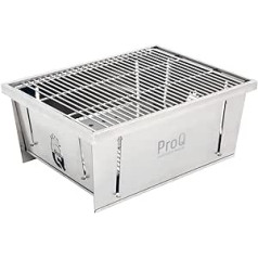 ProQ Flatdog Folding Portable BBQ Charcoal Grill for Outdoor Cooking and Camping Premium Stainless Steel 300 x 385mm