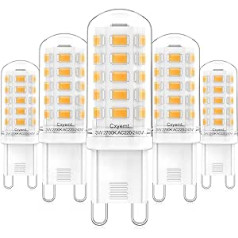 Cxyemt G9 LED spuldzes 3 W Aizstāj 28 W 33 W 40 W halogēna spuldzes, 2700 K silti balta G9 LED enerģijas taupīšanas spuldze, maiņstrāva 220-240 V, nav regulējams, nemirgo spuldze, 5 gab.