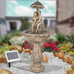 Amur Solar Garden Fountain, Waterfall, Garden Light, Pond Pump for Patio or Balcony - Improved Model with Pump Instant Start Function - with Li-ion Battery and LED Light