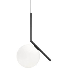 MZStech Modern Fashion sfēriska piekarama lampa, melna dzelzs un stikla piekaramā gaismas lustras piekaramā lampa (20 cm)